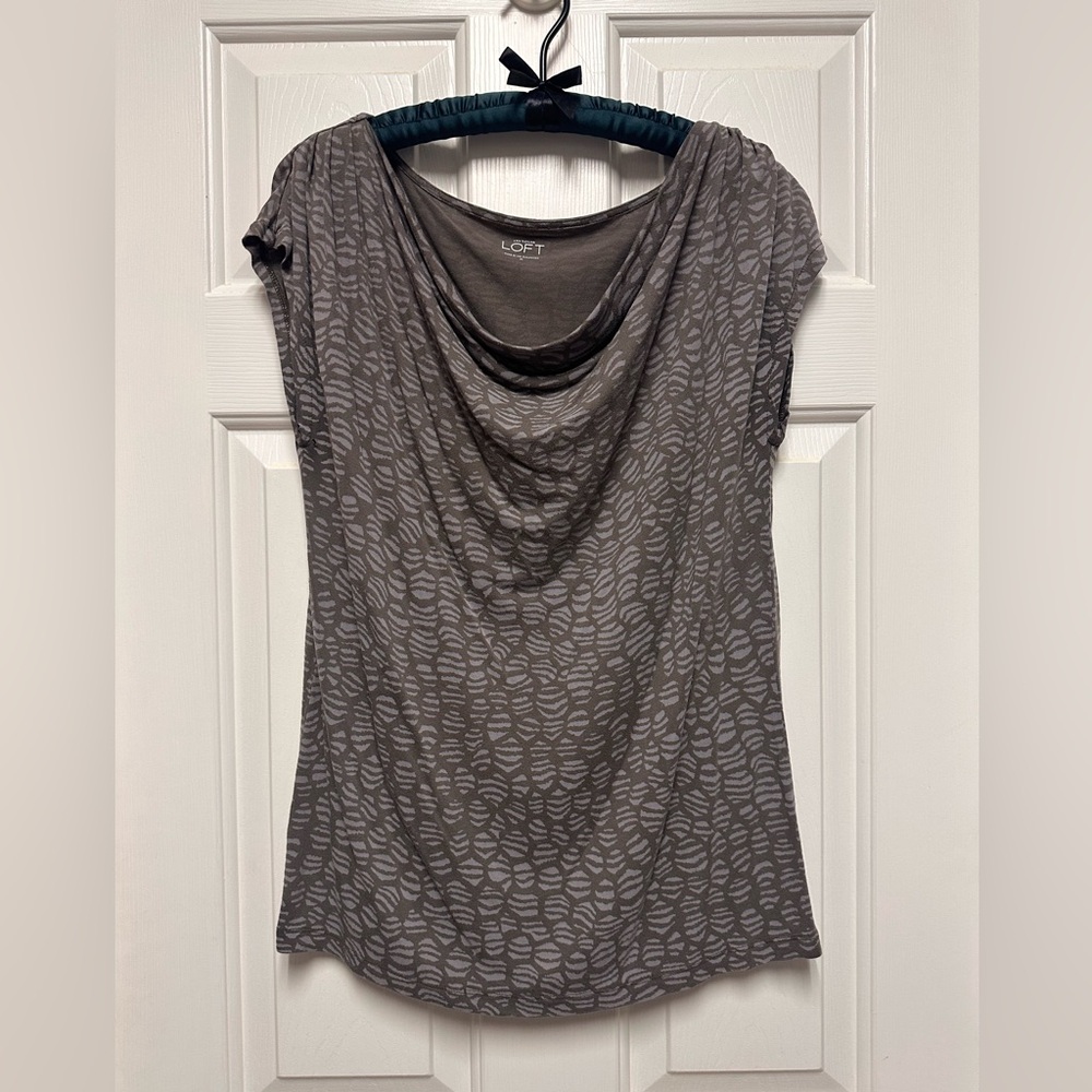 Loft Cap Sleeve Rayon/Tencel Blouse Grey tones Size M